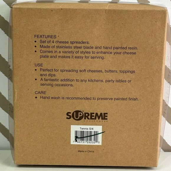 Set of 4 Tennis Theme Cheese Spreaders New in Box Great Gift! - Picture 4 of 4